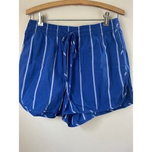 Madewell Blue White Vertical Stripe Drawstring Shorts Womens Size M Nautical